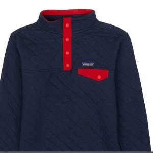 Kids Organic Cotton quilt snap-T pullover size XS 5-6 color - New Navy with Red
